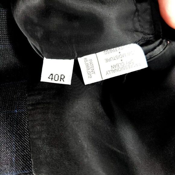 Hart Schaffner Marx Wool 2 Button 2 Piece Suit 40R Gray Check 35/30 Blue Windowp - Picture 9 of 12